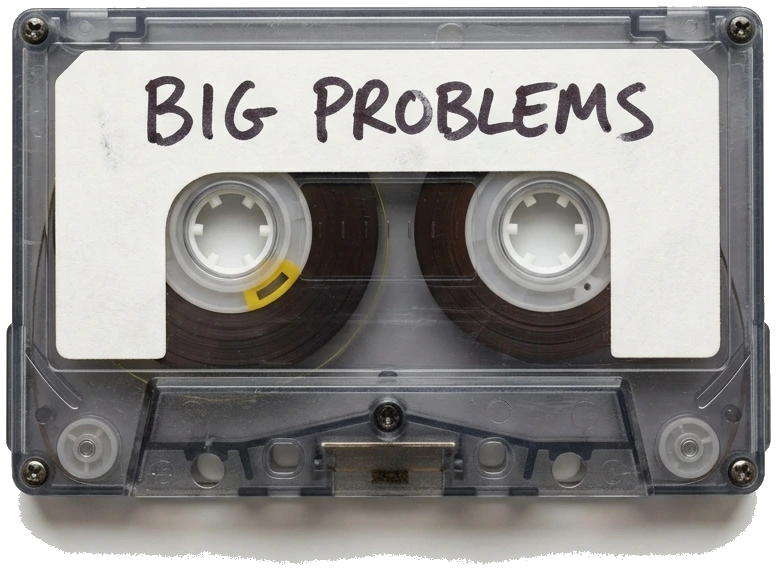 A cassette tape labeled by hand: Big Problems