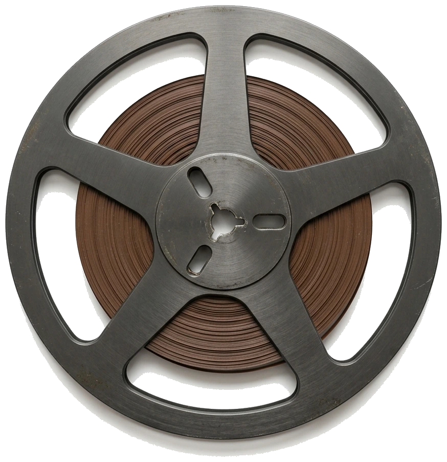 A reel of magnetic tape, the D-A-T-A loop run as a physical loop